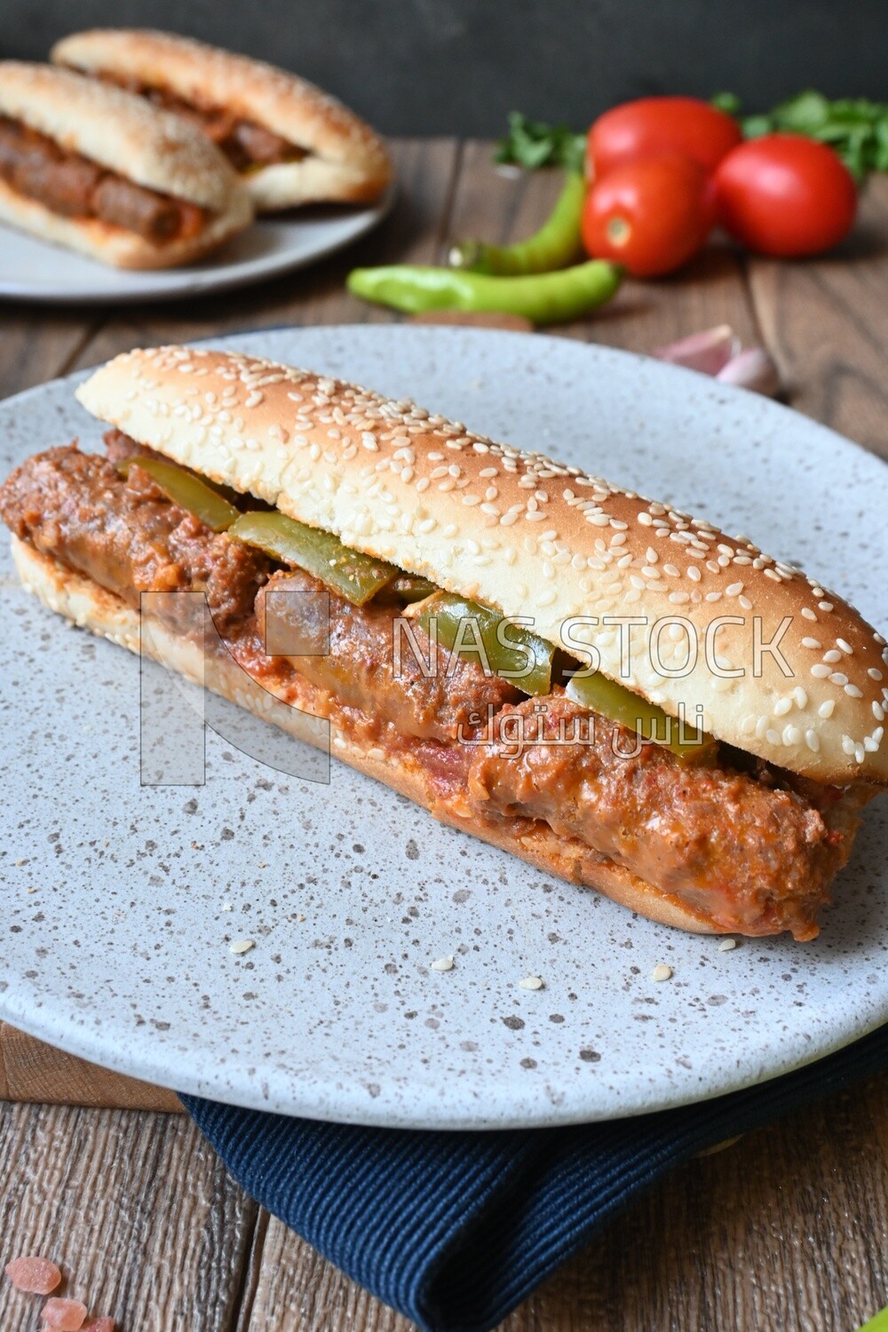 Close up of a delicious sausage sandwich, delicious fast food meals, Arabic restaurants, delicious food recipes, delicious food, sausage sandwich