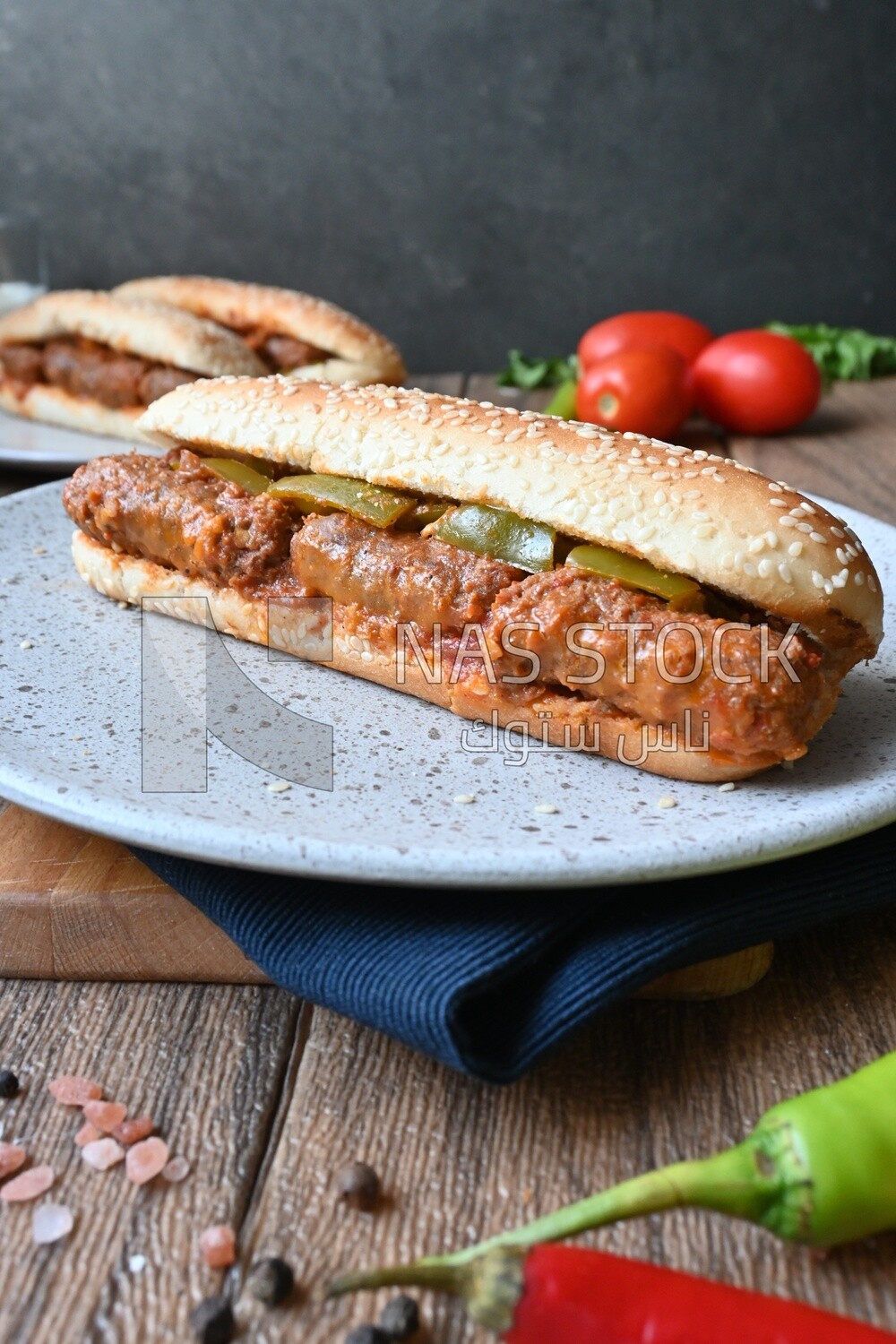 Delicious sausage sandwiches, delicious fast food meals, Arabic restaurants, delicious food recipes, delicious food, sausage sandwich