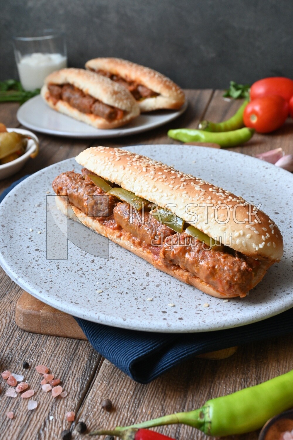 Delicious sausage sandwiches, delicious fast food meals, Arabic restaurants, delicious food recipes, delicious food, sausage sandwich