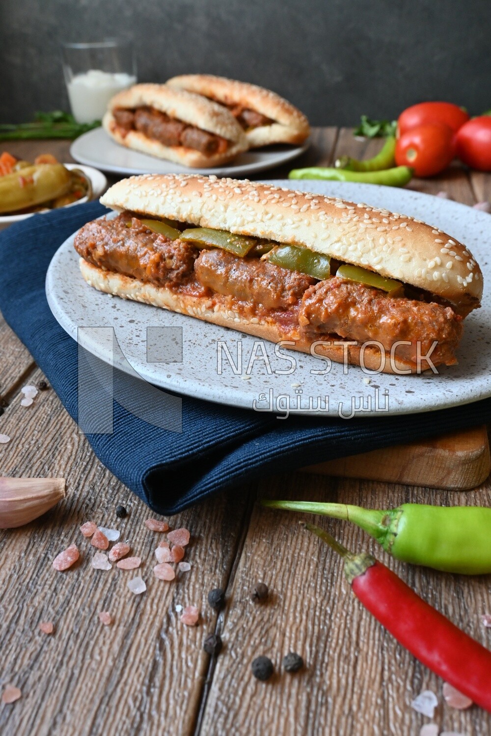 Delicious sausage sandwiches, delicious fast food meals, Arabic restaurants, delicious food recipes, delicious food, sausage sandwich