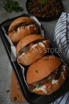 Delicious beef shawarma sandwiches, delicious fast food meals, Arabic restaurants, delicious food recipes, delicious food, shawarma sandwich