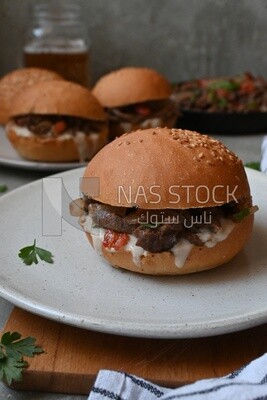 Delicious beef shawarma sandwiches, delicious fast food meals, Arabic restaurants, delicious food recipes, delicious food, shawarma sandwich