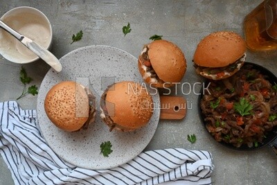 Delicious beef shawarma sandwiches, delicious fast food meals, Arabic restaurants, delicious food recipes, delicious food, shawarma sandwich