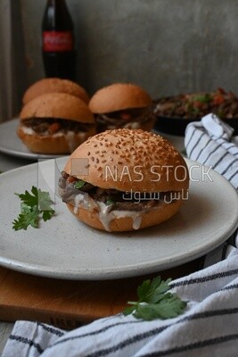 Delicious beef shawarma sandwiches, delicious fast food meals, Arabic restaurants, delicious food recipes, delicious food, shawarma sandwich