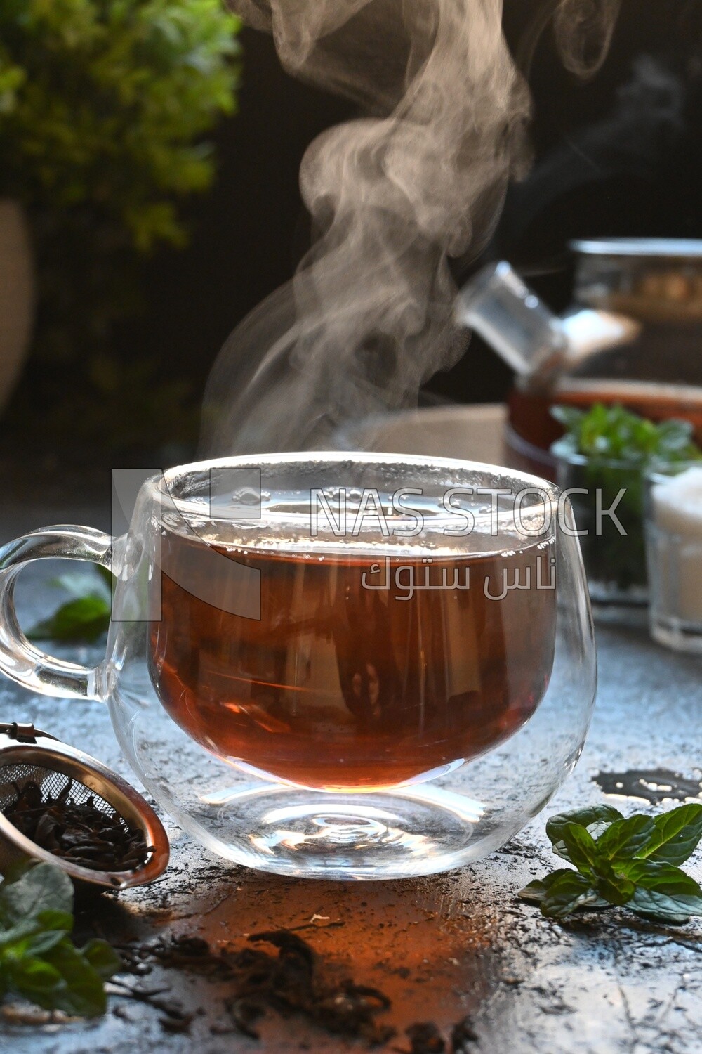 كوب من الشاى مع بخار