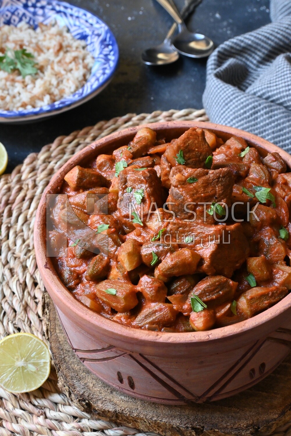 Delicious okra dish with sauce and meat, Plate rice, Arabic meals, recipes and delicious food dishes, delicious meals, delicious food, okra dish