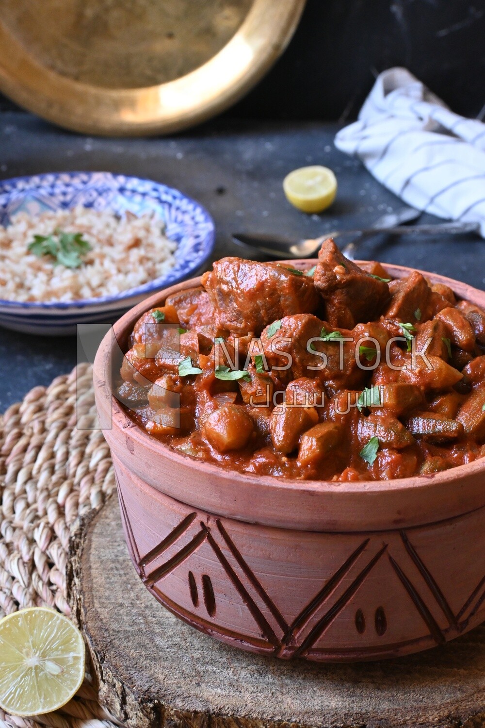Delicious okra dish with sauce and meat, Plate rice, Arabic meals, recipes and delicious food dishes, delicious meals, delicious food, okra dish