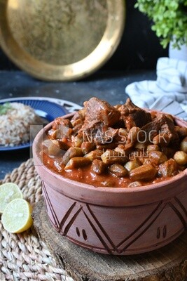 Delicious okra dish with sauce and meat, Plate rice, Arabic meals, recipes and delicious food dishes, delicious meals, delicious food, okra dish