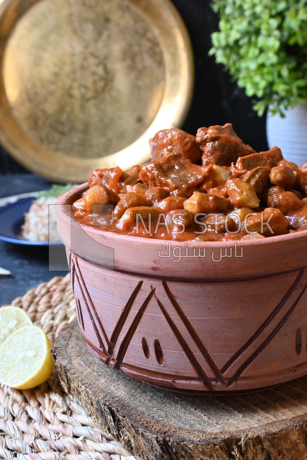 Delicious okra dish with sauce and meat, Plate rice, Arabic meals, recipes and delicious food dishes, delicious meals, delicious food, okra dish