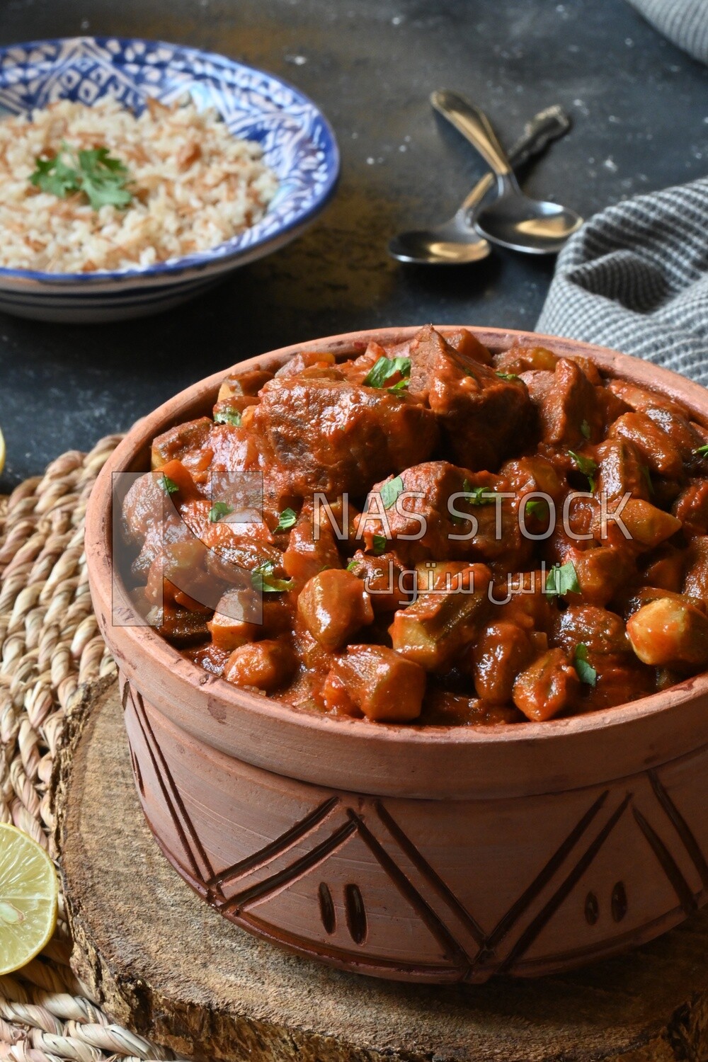 Delicious okra dish with sauce and meat, Plate rice, Arabic meals, recipes and delicious food dishes, delicious meals, delicious food, okra dish
