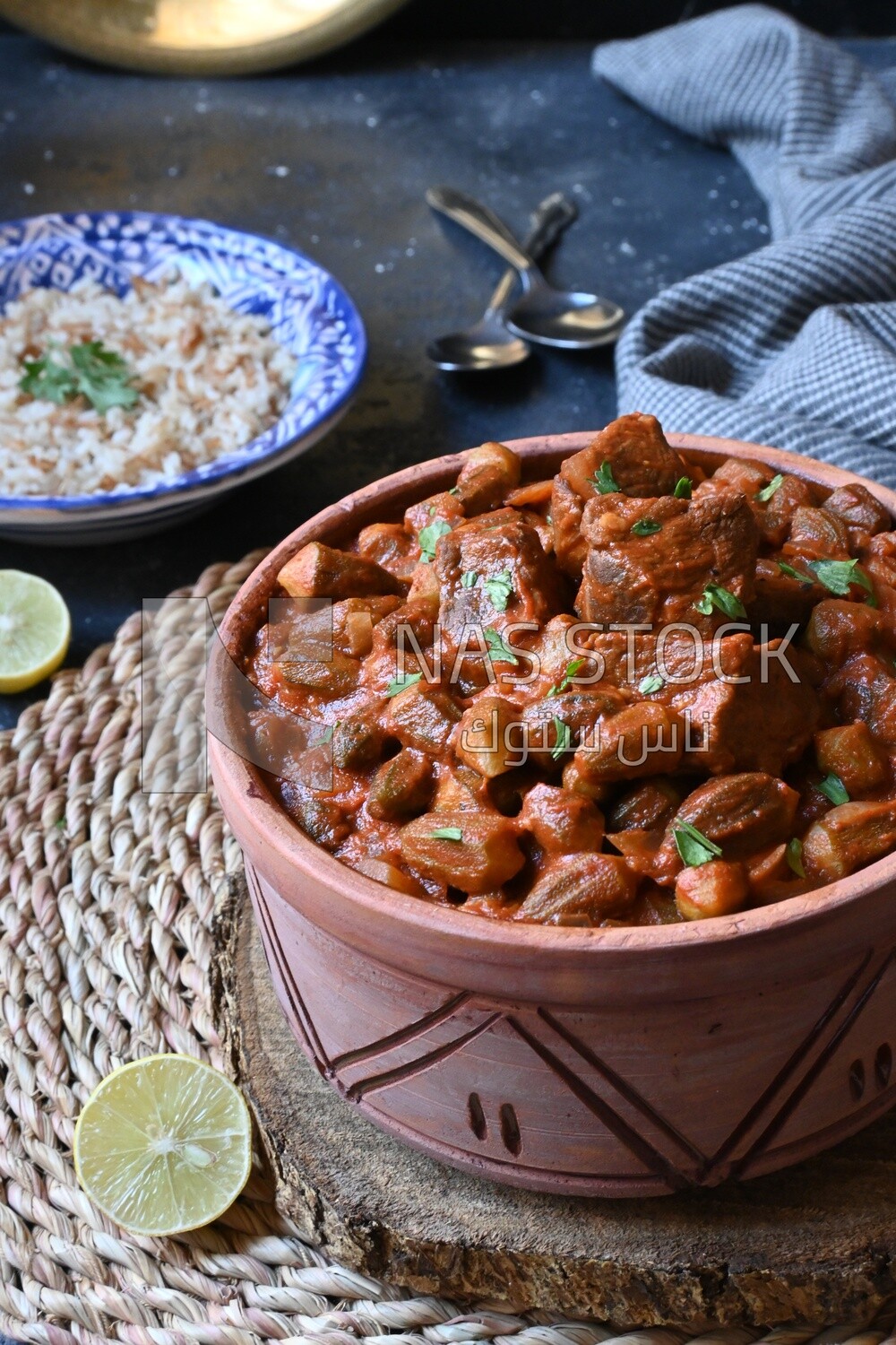 Delicious okra dish with sauce and meat, Plate rice, Arabic meals, recipes and delicious food dishes, delicious meals, delicious food, okra dish