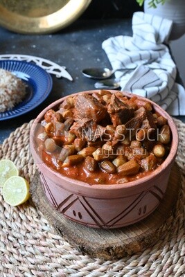 Delicious okra dish with sauce and meat, Plate rice, Arabic meals, recipes and delicious food dishes, delicious meals, delicious food, okra dish