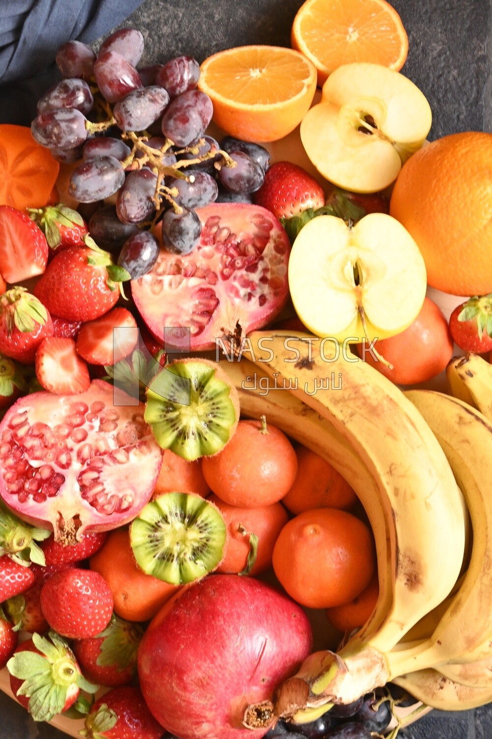 Plate of fruits from the top