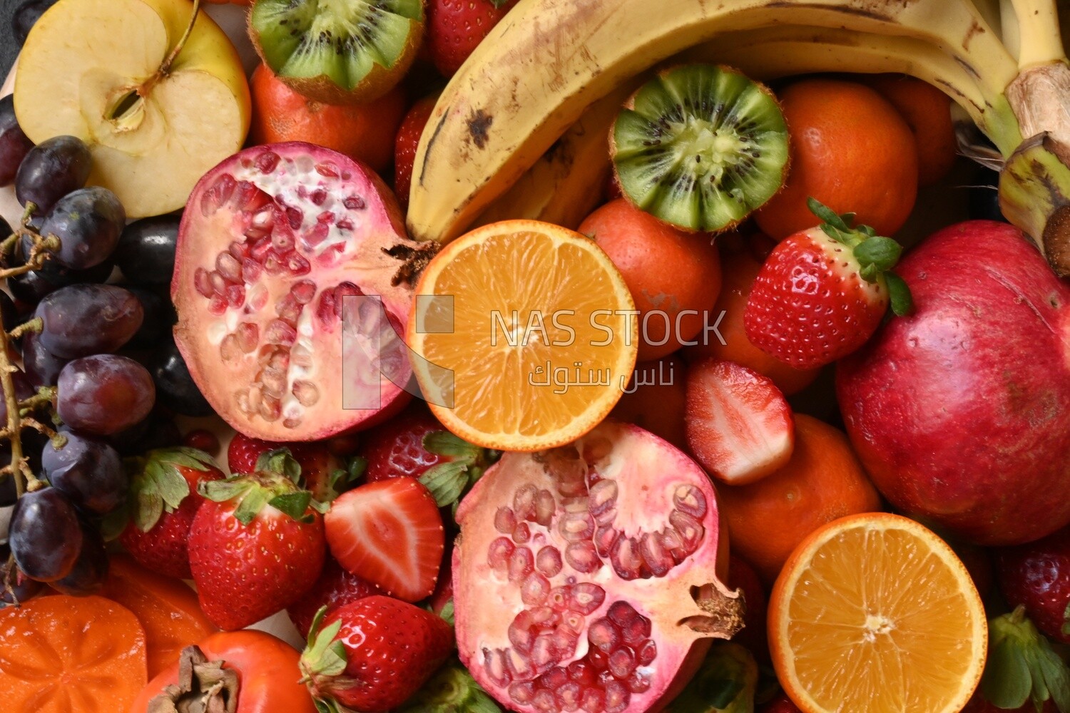 Plate of fruits from the top
