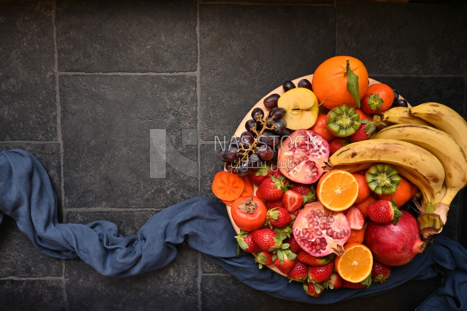 Plate of fruits from the top
