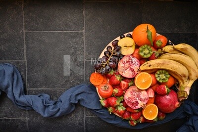 Plate of fruits from the top