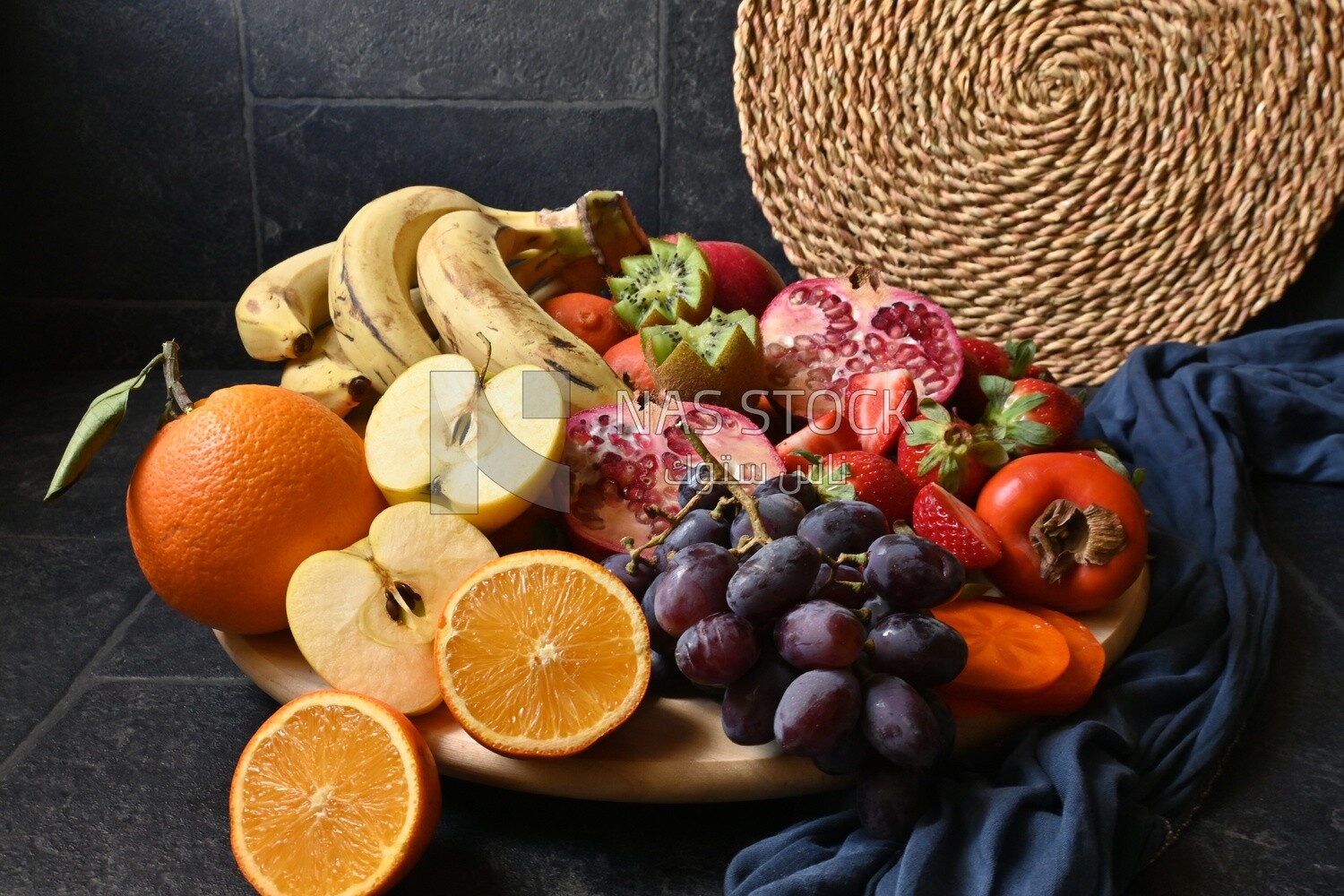 Plate of fruits from the top