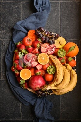 Plate of fruits from the top