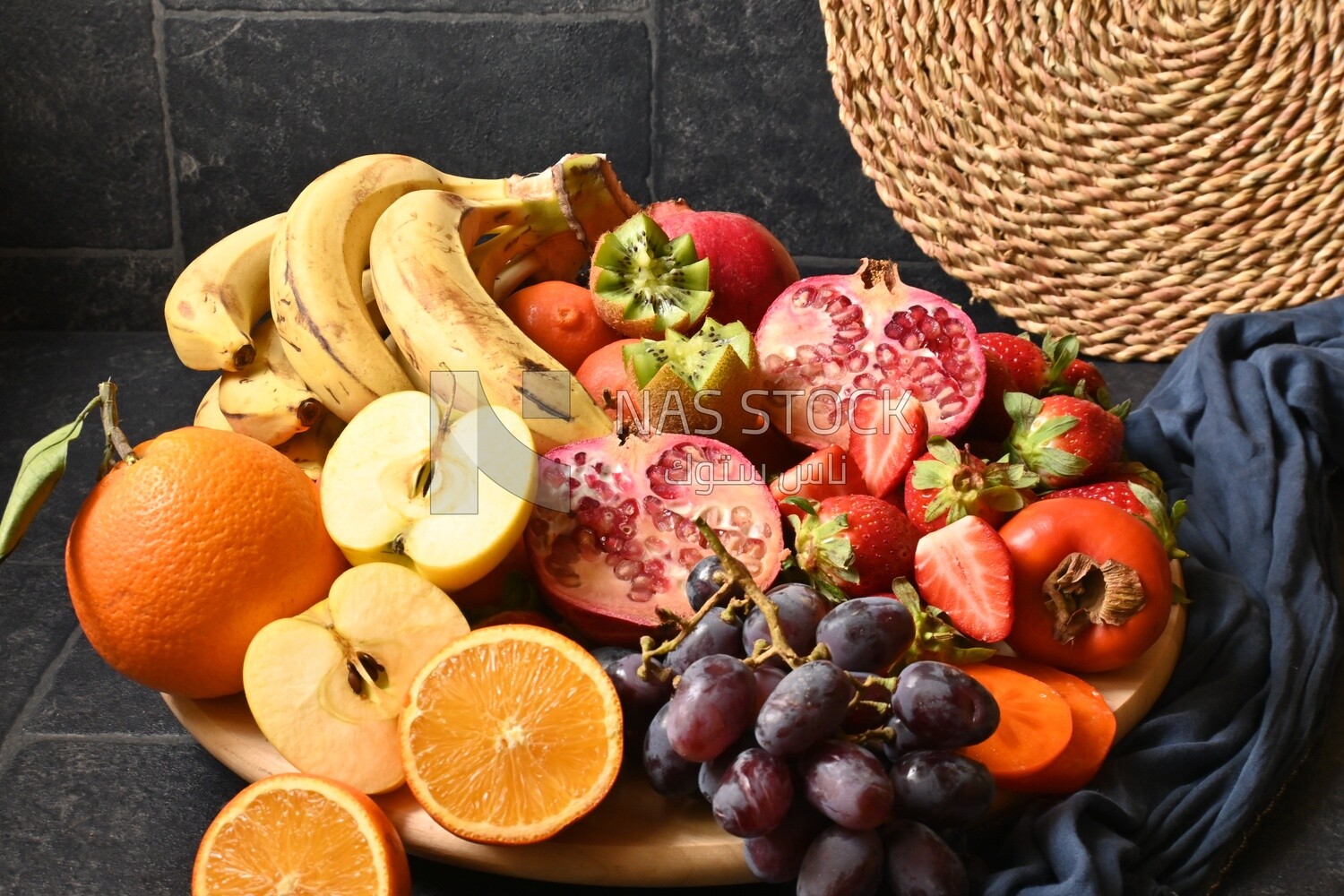 Plate of fruits from the top