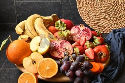 Plate of fruits from the top