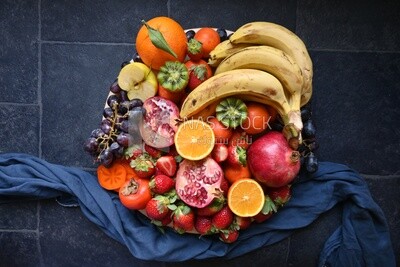 Plate of fruits from the top