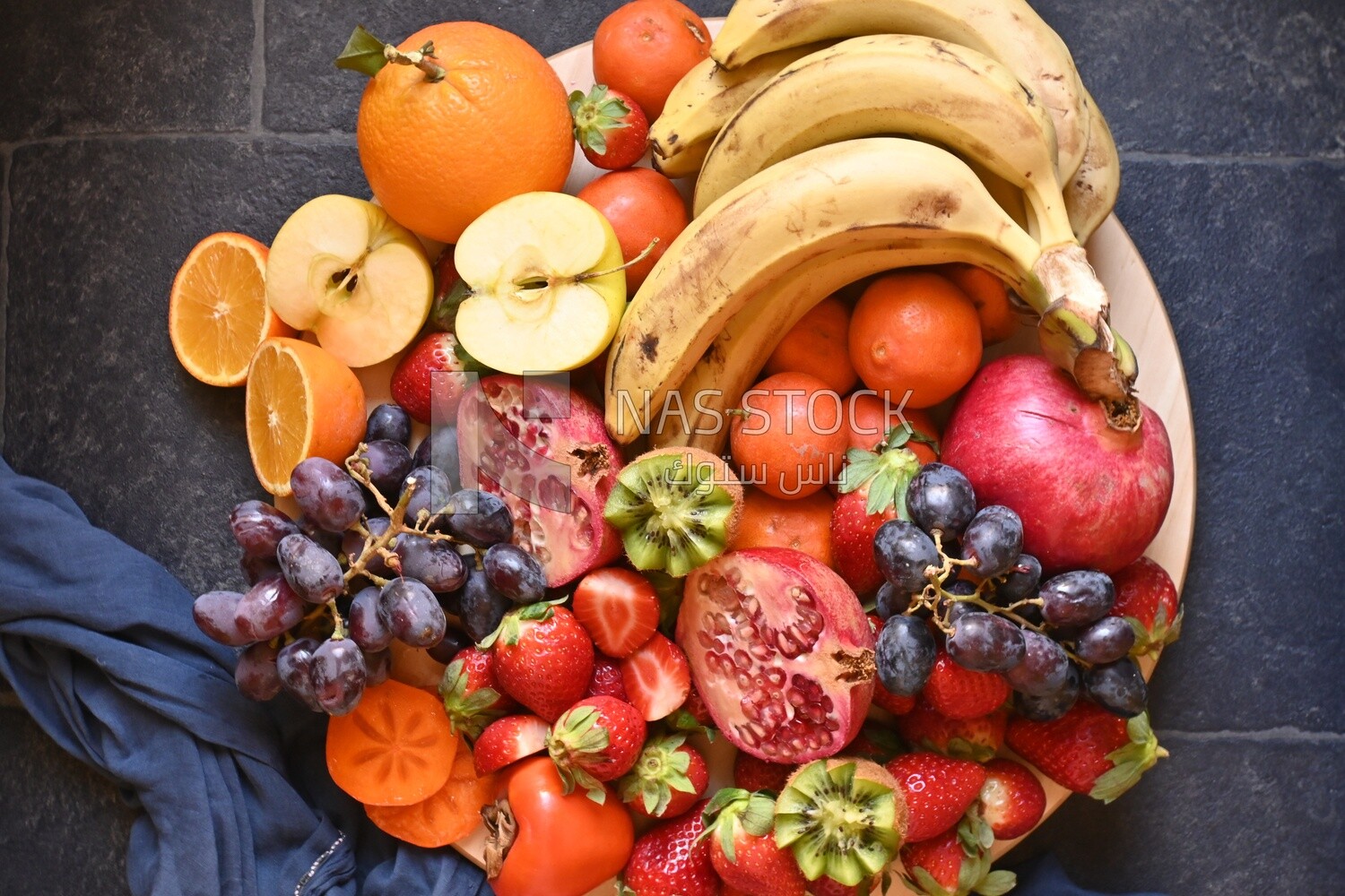 Plate of fruits from the top