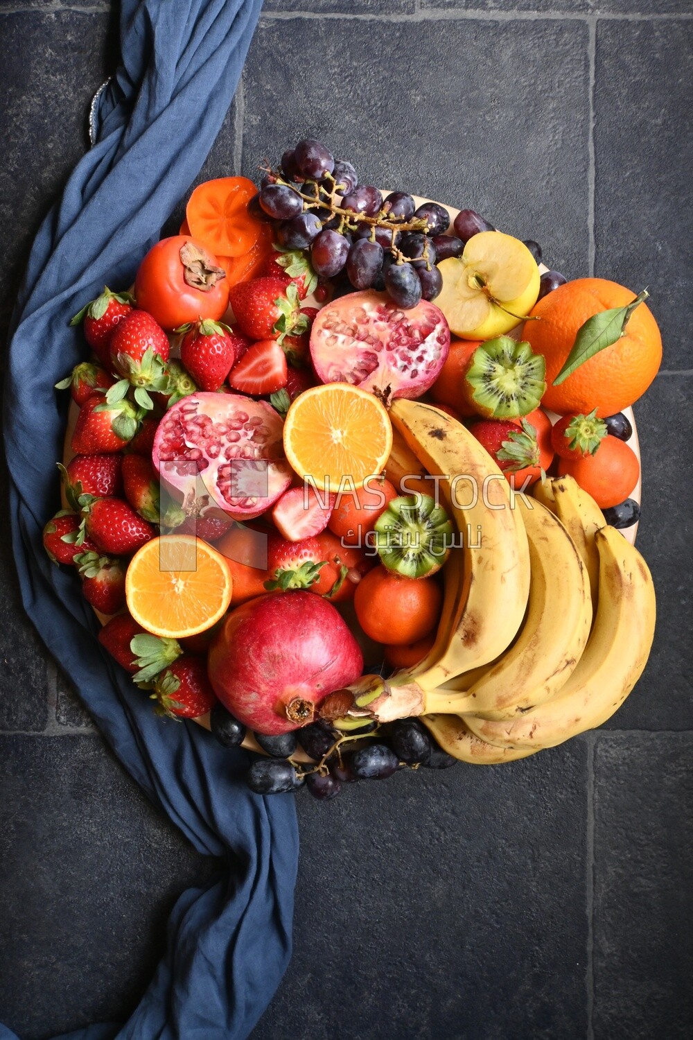 Plate of fruits from the top