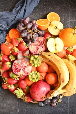 Plate of fruits from the top