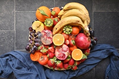 Plate of fruits from the top