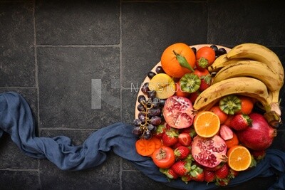 Plate of fruits from the top