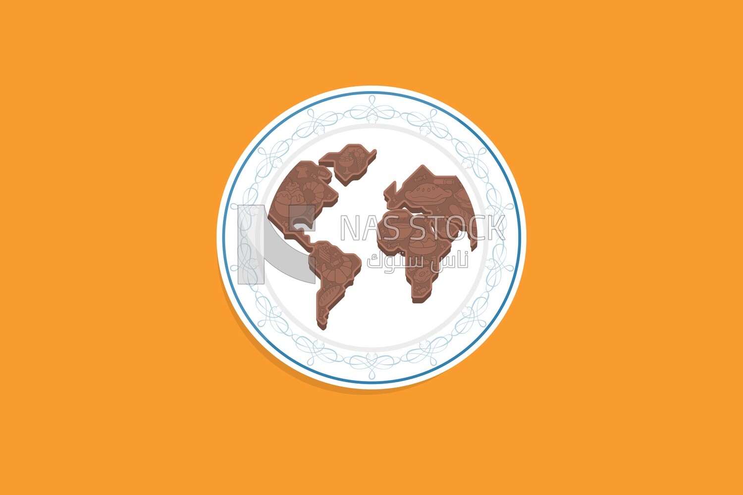 Plate with world map