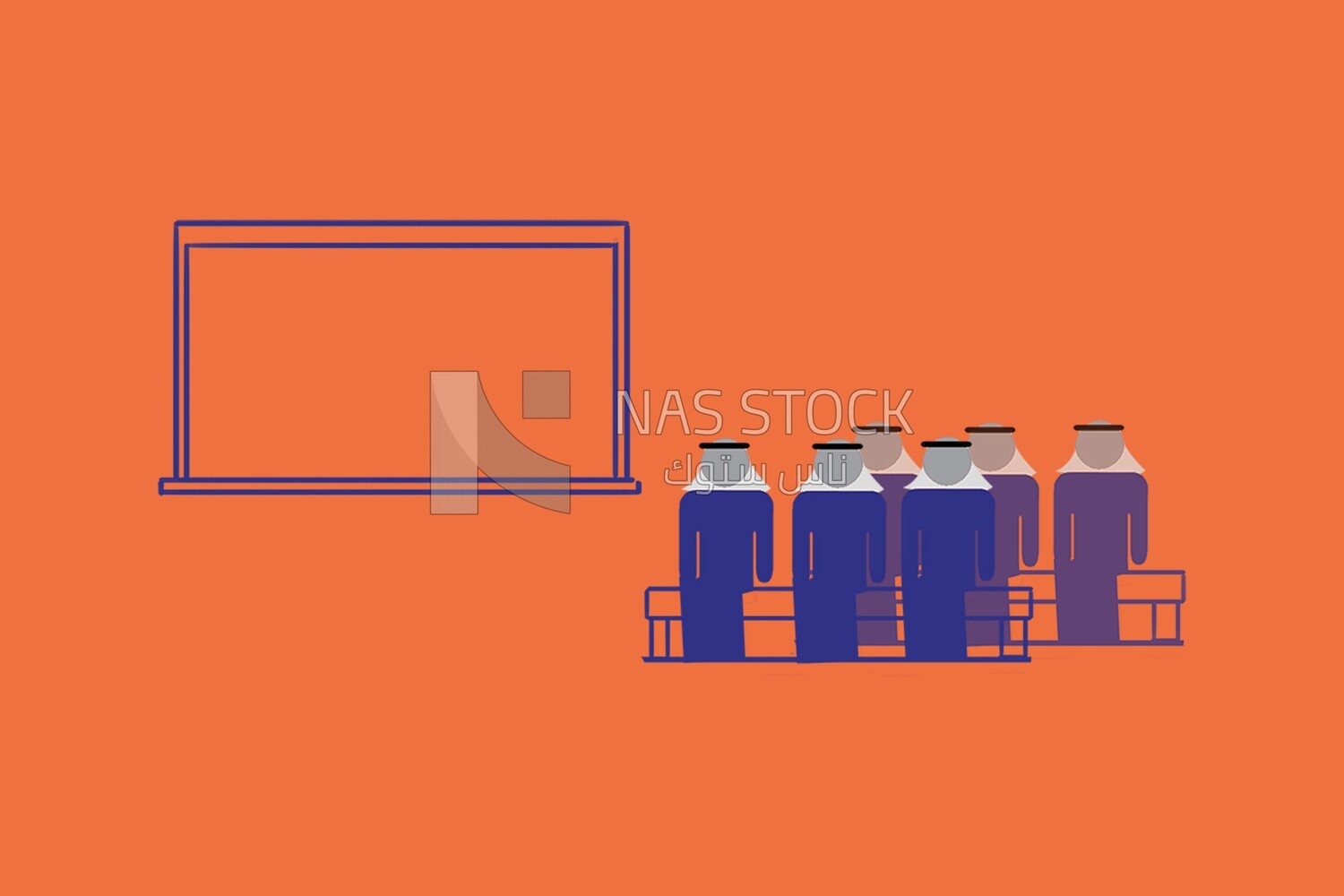 Group of Gulf men listening to a lecture
