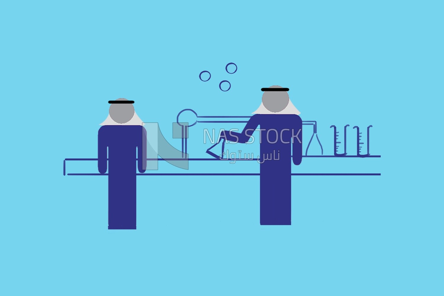 اثنان من العلماء الخليجيين في المختبر