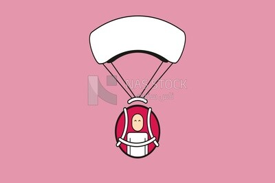 A person wearing a parachute