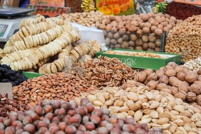 Different types of nuts in a grocery store in Egypt