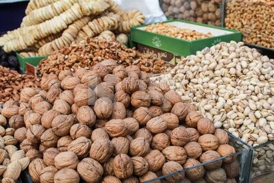 Different types of nuts in a grocery store in Egypt