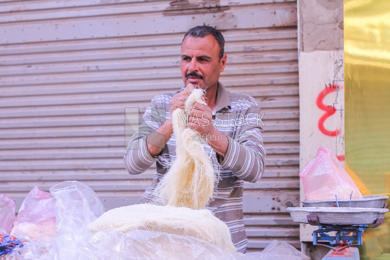 Egyptian Kunafa seller, street vendo