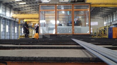 Scene inside a steel factory