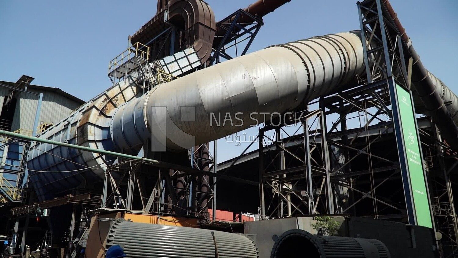 Large ventilation pipe in an iron and steel factory