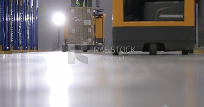 Order picker carts inside a store