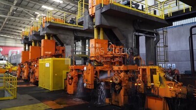 Scene inside a steel factory