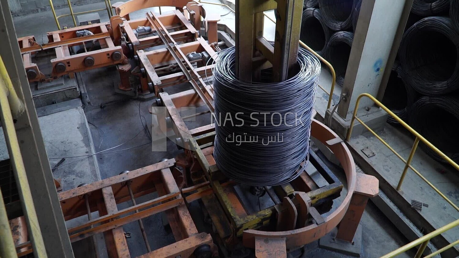 Group of metal rings in a factory