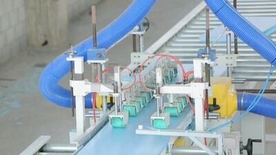 Sponge cutting machine in the factory