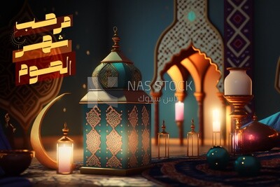 Three-dimensional model of the Ramadan lantern, Ramadan artifacts
(Ramadan Posters -  AI Technology)