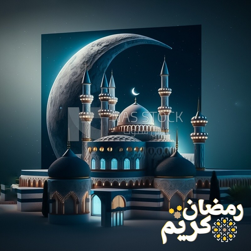 Amazing architectural design of Muslim mosque (Ramadan Posters - AI Technology)