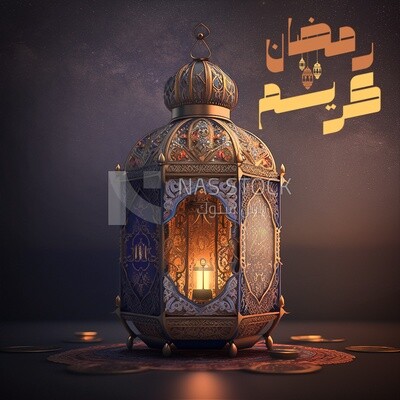 Metal Arab lantern, Ramadan artifacts 
(Ramadan Posters -  AI Technology)