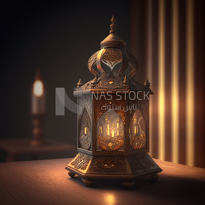 Three-dimensional model of the Ramadan lantern, Ramadan artifacts
(Ramadan Posters -  AI Technology)