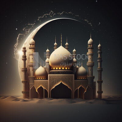 The amazing architectural design of Muslim mosque
(Ramadan Posters -  AI Technology)