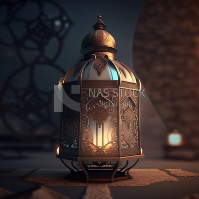 Metal Arab lantern, Ramadan artifacts
(Ramadan Posters -  AI Technology)