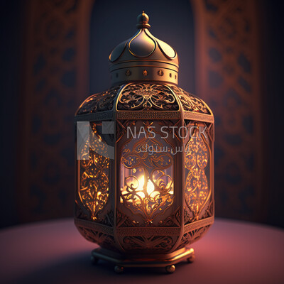 Three-dimensional model of the Ramadan lantern, Ramadan artifacts
(Ramadan Posters -  AI Technology)